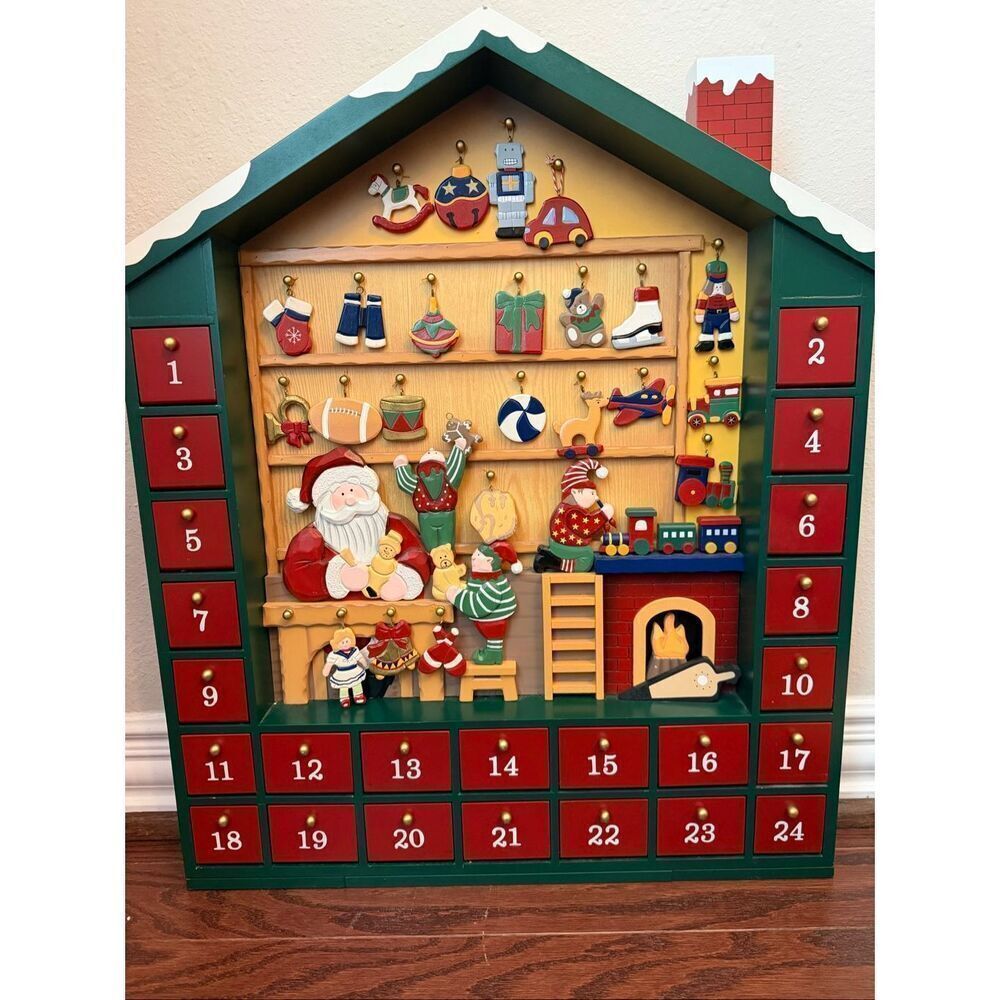 Kirkland Santa's Workshop Advent Calendar Christmas 24" Costco Missing 1 ornamen